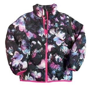 Gerry Girls' Jacket, Floral With Pink Trim, Size 7/8